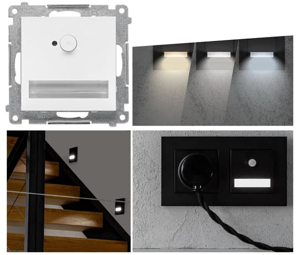 Simon 55 LED-trapplampa med rörelsesensor, neutralvit