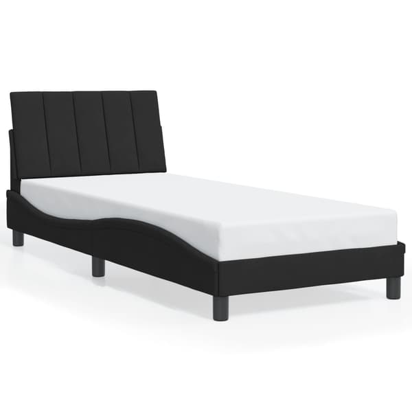 vidaXL Sängynrunko LED-valoilla musta 90x190 cm sametti