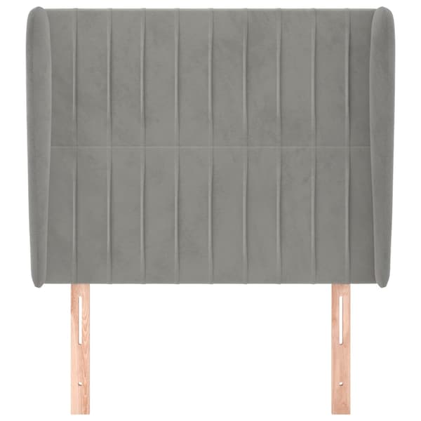 vidaXL Siivekäs sängynpääty vaaleanharmaa 93x23x118/128 cm sametti