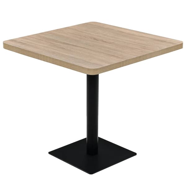 vidaXL MDF bistrobord med stålfod 80x80x75 cm egetræ