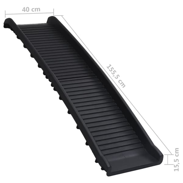 vidaXL foldbar hunderampe sort 155,5 x 40 x 15,5 cm