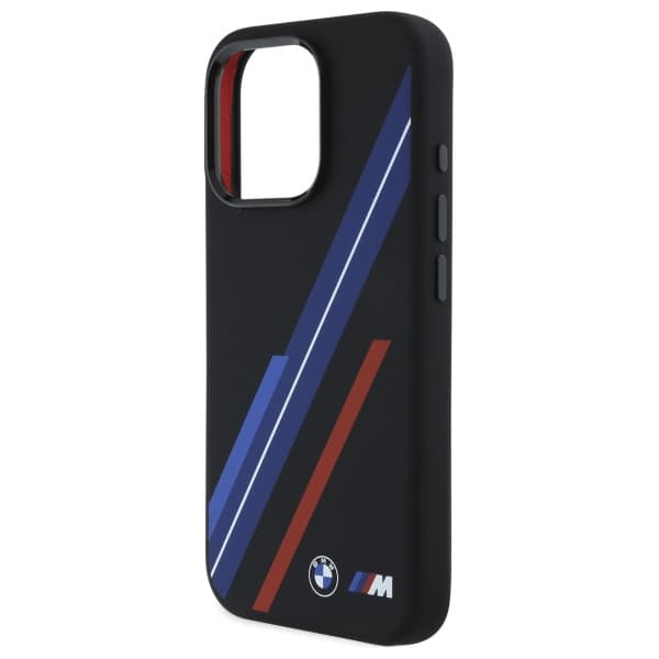 BMW Silicone Random Lines MagSafe -kotelo iPhone 16 Pro Maxille, musta