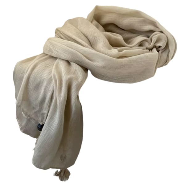 Ecru halsduk med fransar 180x80 - bomull med polyester