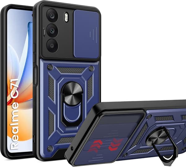 Pansret cover til Realme C71, CamShield Slide, blå