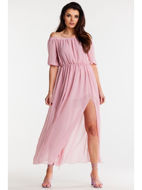 Maxiklänning, spansk stil, puderrosa, S/M