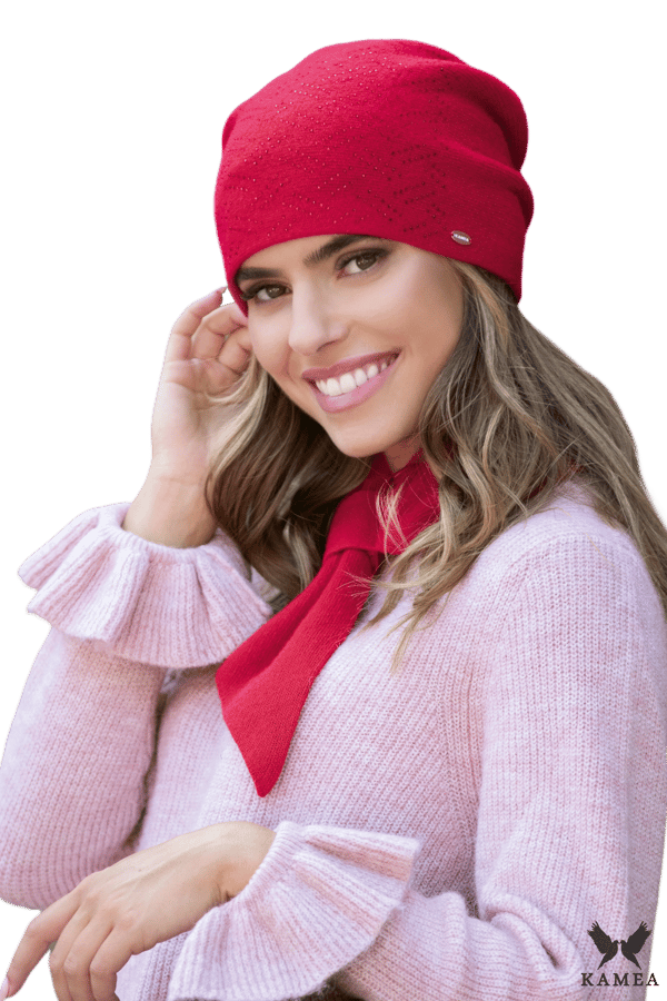 SCARF-10 dame vintertørklæde rød farve