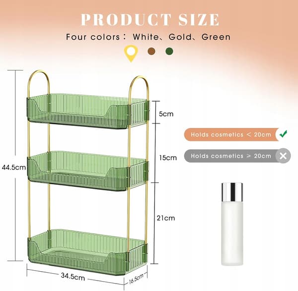 SPACEKEEPER 3-lags makeup-organisator - grøn