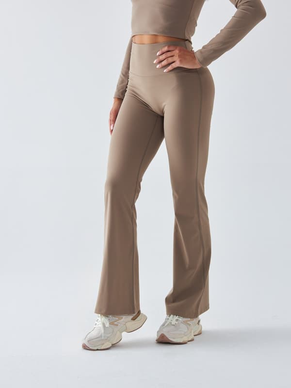 Beige Utsvängda Leggings - Morning Dew M