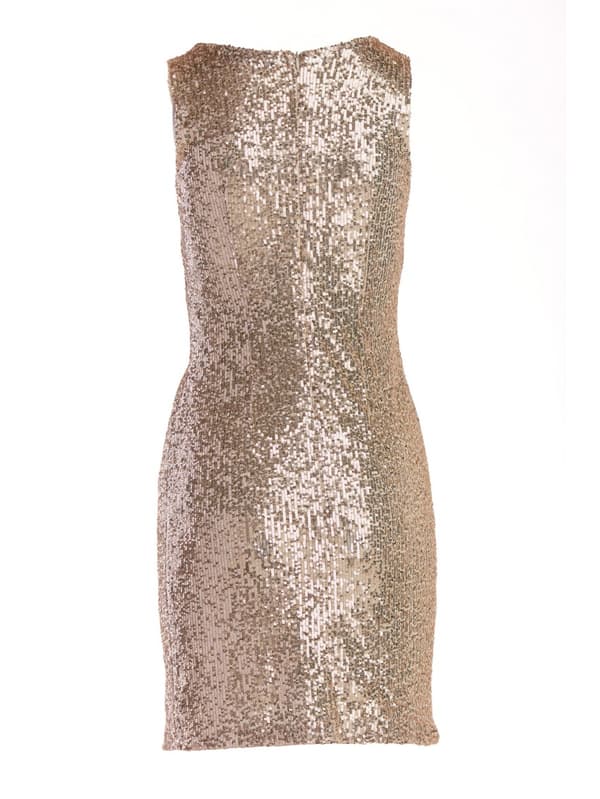Kjole med brede stropper og V-hals, champagnebeige M