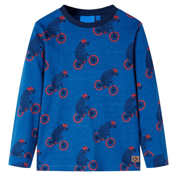 Barnpyjamas med lång ärm, marinblå, 92