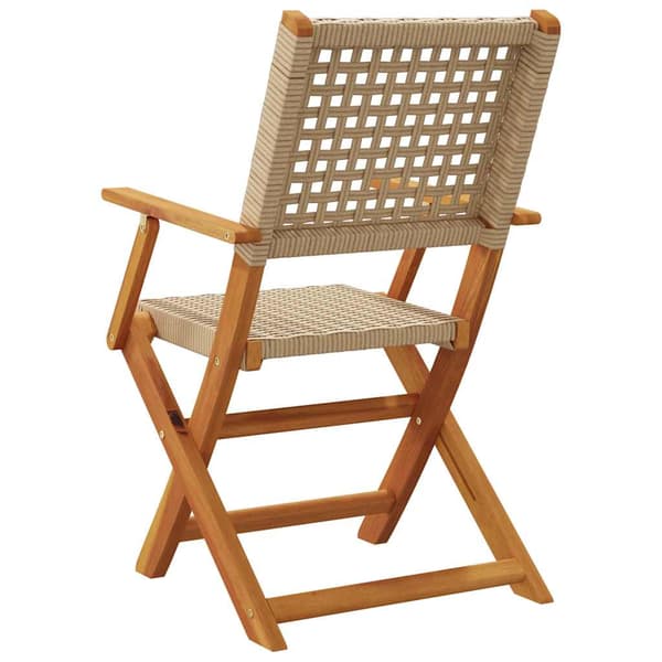 vidaXL foldbare havestole, sæt med 4, beige polyrattan og træ