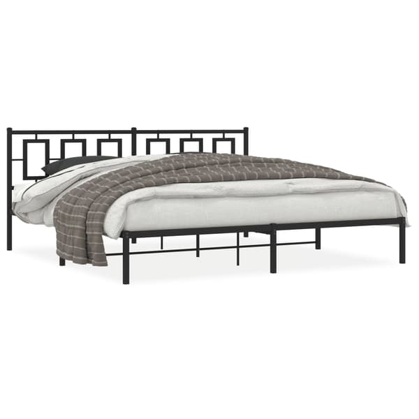 vidaXL metalsengestel med hovedgærde sort 193x203 cm
