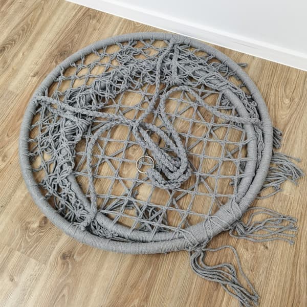 Stork's nest hängstol, hängmatta, BOHO, gunga med kudde, Grå KR33SZ