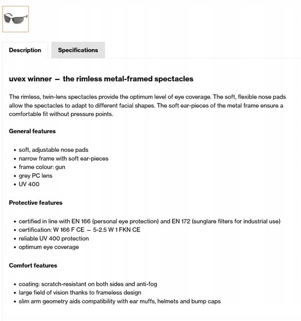 uvex vinder GUN arbejdssolbriller