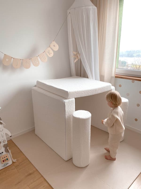 Montessori Premium Bouclé Leksoffa Vit