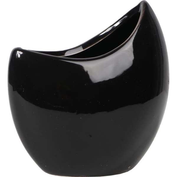 Keramikbådvase, sort, 10 cm