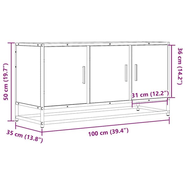 vidaXL TV-skab brunt egetræ 100x35x50 cm