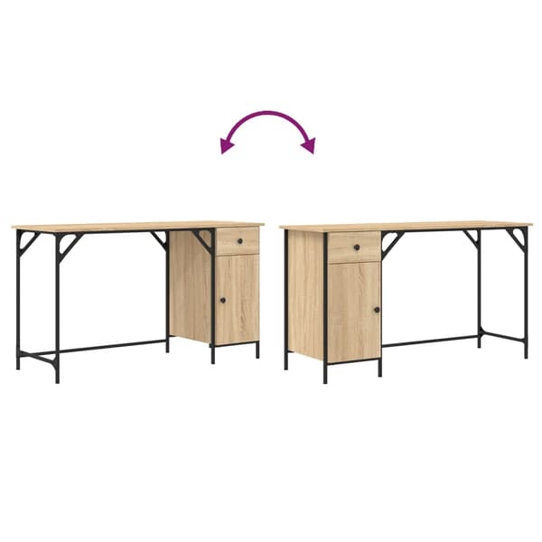 vidaXL computerbord, Sonoma eg, 131x48x75 cm
