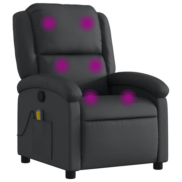 vidaXL lænestol med massagefunktion, sort, ægte læder