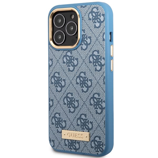 Guess 4G Logo Plate MagSafe-etui til iPhone 14 Pro, blå