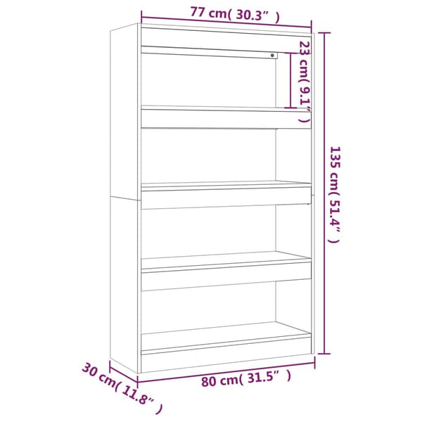 vidaXL reol/opdeler sort 80x30x135 cm