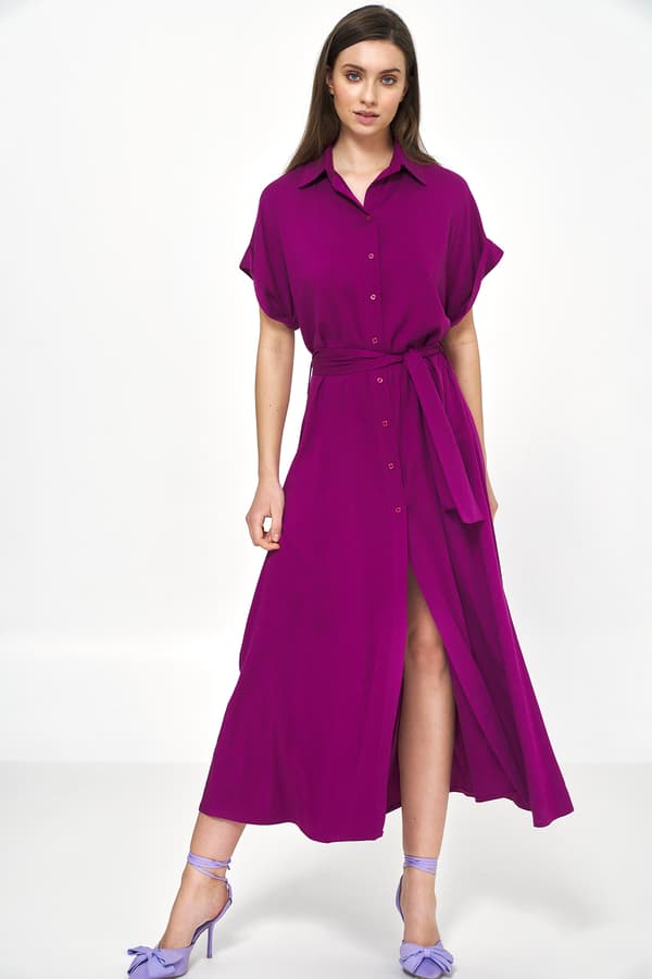 Viskoosista valmistettu midimekko, violetti, väri 40/42