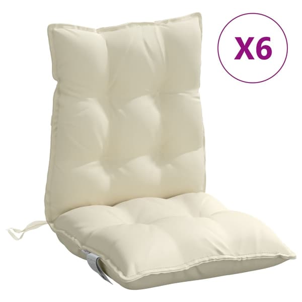 vidaXL Lågryggsdynor, 6 st, Creme