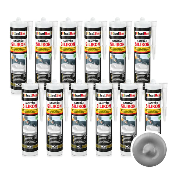 IsolBau Sanitær Silikone Grå Sanitær Silikone 12 x 300ml
