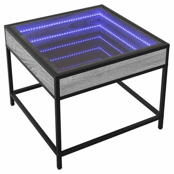 vidaXL Infinity soffbord med LED, grå Sonoma ek, 50x50x41 cm