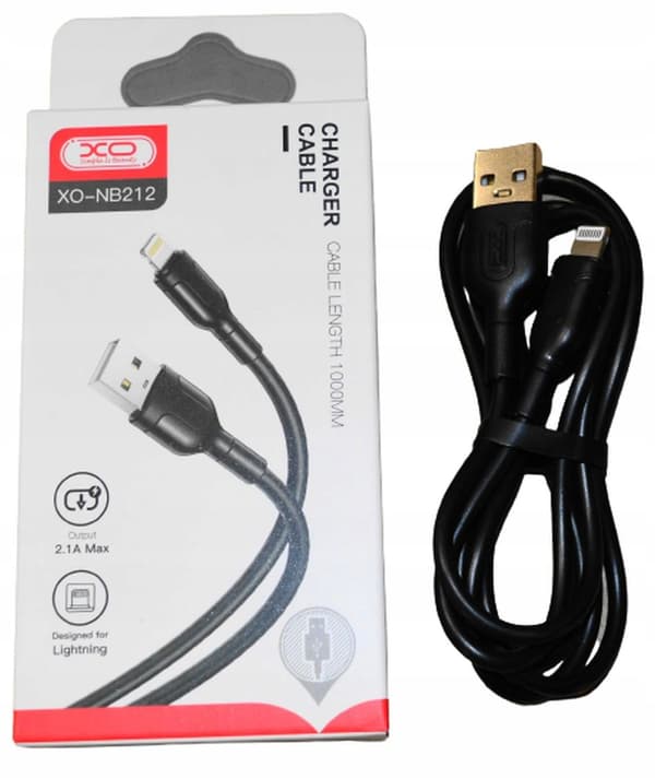 XO NB212 USB - Lightning-kaapeli 1,0 m 2,1A musta