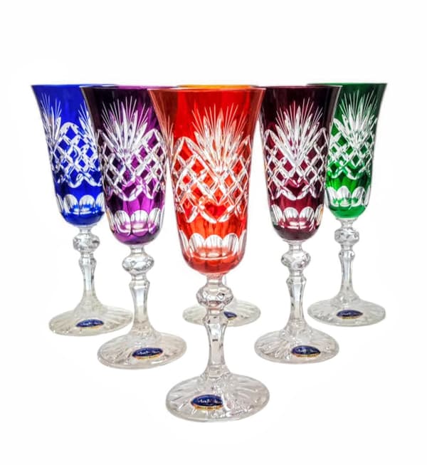 Färgglada kristall champagneglas 150ml Ananas