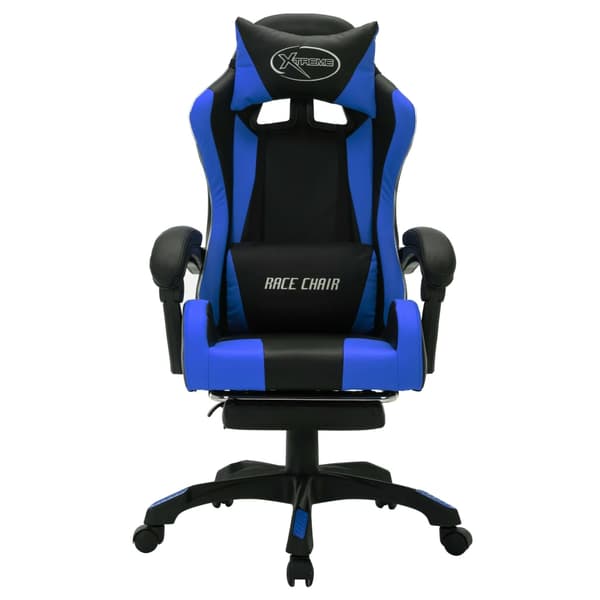 vidaXL gamingstol med RGB LED, blå og sort, kunstlæder