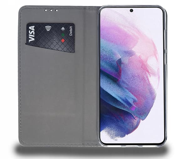 ETUI TIL SAMSUNG S21 MAGNET SMART BOOK-ETUI MARINEBLÅ + GLAS