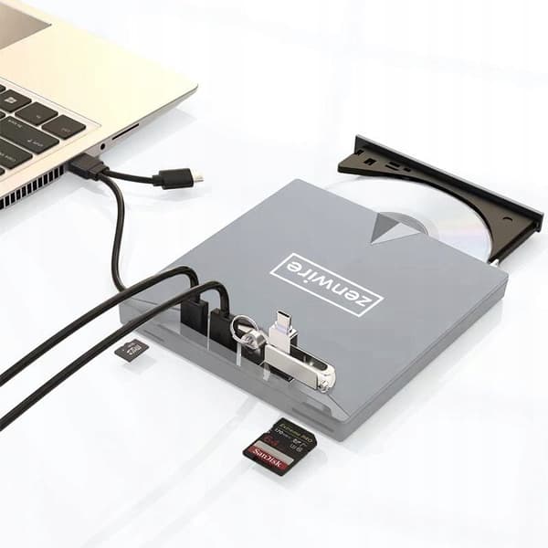 DVD-enhet Silver typ C/USB 3.0 2-i-1-hubb H61