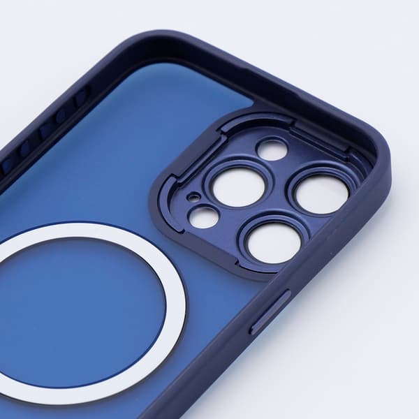 MagSafe-etui til iPhone 15 Pro Max, Hybrid Matte Lens Pro, Titaniumblå