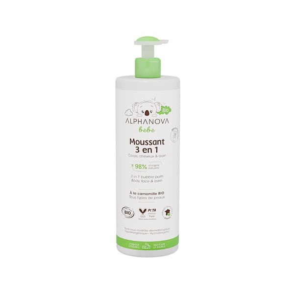 Alphanova Bebe Bio, hellävarainen vauvan kylpy 3 in 1, 400 ml