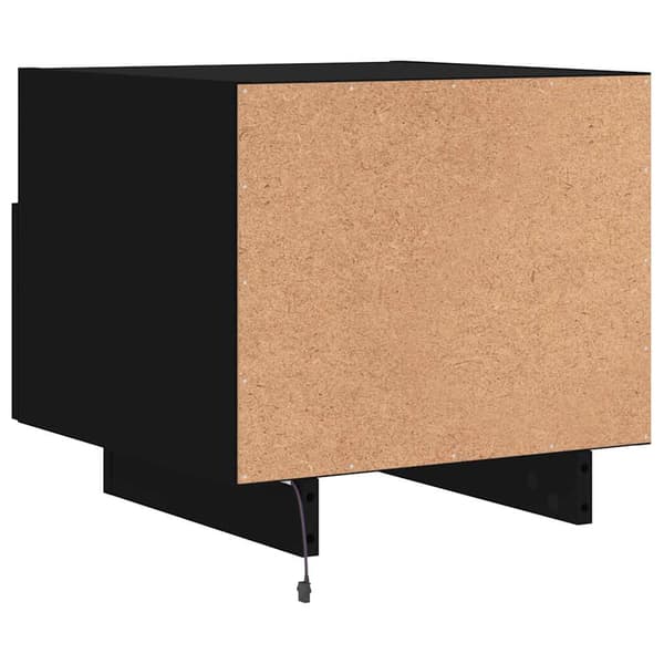 vidaXL Natbord med LED-lys, sort, 40x39x37 cm