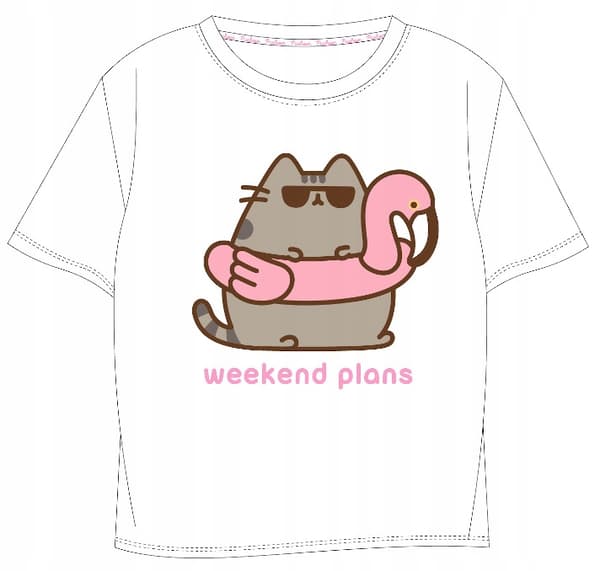 PUSHEEN KITTY T-SHIRT flickor bomull VIT 146/152 D064P