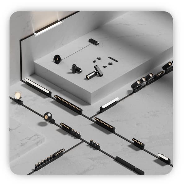 Ytmonterad magnetisk skena 3m 24VDC Svart SLIM TRACK Typ A16