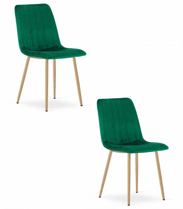LAVA stol - mörkgrön sammet / träfärgade ben x 2