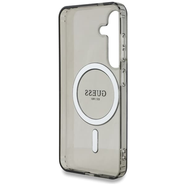 Guess Glitter Circle Classic Logo MagSafe-etui til Galaxy S25, sort