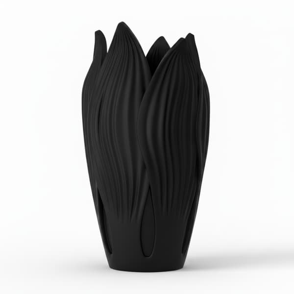 Dekorativ bladformet sort vase til blomster, moderne design