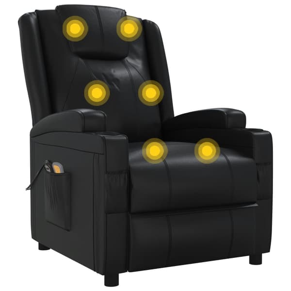 vidaXL elektrisk massagestol sort kunstlæder