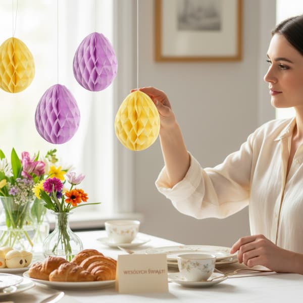 Dekorative farvede papirpaske-påskeegg 4 stk.