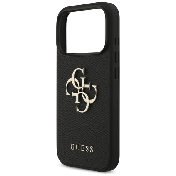Guess Grained Big 4G & Classic Logo cover til iPhone 17 Pro, sort