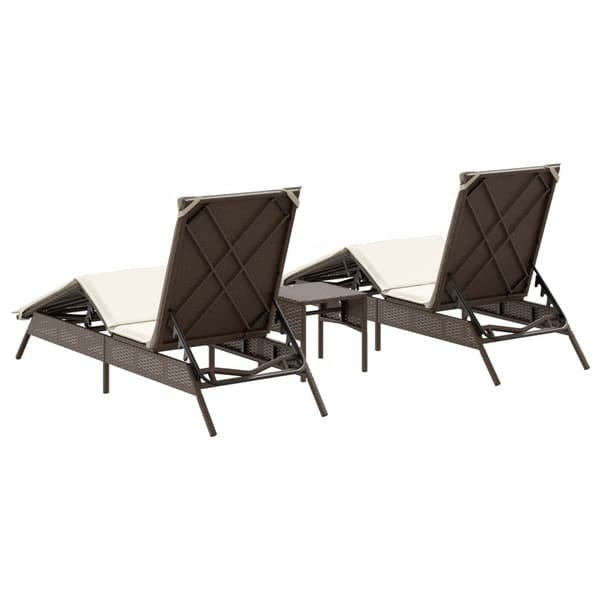 vidaXL Solstolar med bord, set om 2, brun, polyrotting
