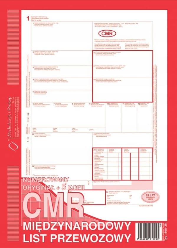 CMR (ORIGINAL + 5 KOPIER) NUMMER 800-3N