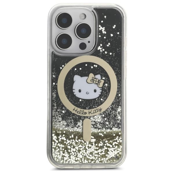 Hello Kitty Liquid Glitter Fever MagSafe-etui til iPhone 16 Pro Max, sort og guld