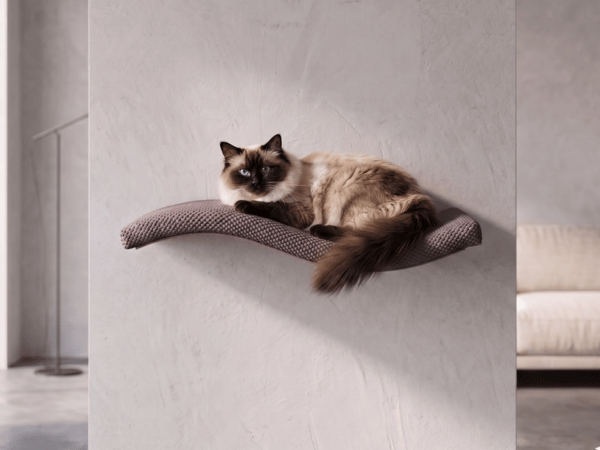 Wave metall katthylla 75cm asymmetrisk höger mörk choklad
