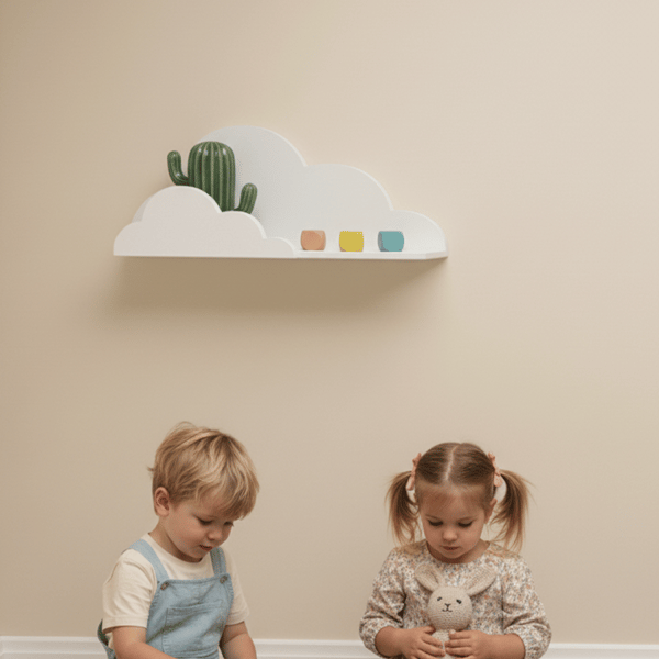 Cloud væghylde - hvid, designertilføjelse til et børneværelse